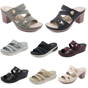 Sandales à talons bas pour femmes, chaussures d'été, surface en maille, loisirs maman, noir, blanc, rouge, vert, grande taille 36-42, O13 GAI, 2024