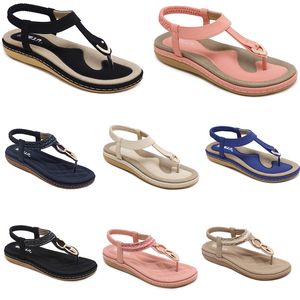 2024 Zapatos de mujer de verano Sandalias Tacones bajos Superficie de malla Ocio Mamá Negro Blanco Tamaño grande 35-42 J33-1 GAI