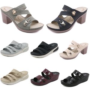 Sandales à talons bas pour femmes, chaussures d'été, surface en maille, loisirs maman, noir, blanc, rouge, vert, grande taille 36-42 O4 GAI, 2024