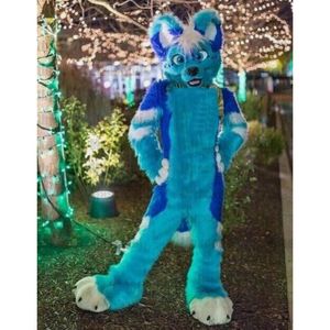 2024 Super mignon Blue Husky Dog Wolf Fox Fursuit Mascot Costume Fursuit Halloween Costumes Costumes Robe