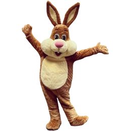 2024 Disfraz de mascota de conejo marrón súper lindo, disfraz de conejito de Pascua, disfraz de felpa, vestido de lujo con tema de dibujos animados