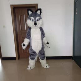 Costume de mascotte de loup gris Super mignon, déguisement à thème de noël, Costume de mascotte d'halloween, 2024