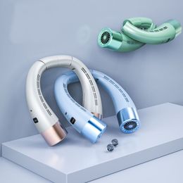 2024 Ventilador de cuello plegable con refrigeración por aire, portátil, súper silencioso, sin aspas para deportes al aire libre, correr, viajar, portátil, USB, ventiladores con banda para el cuello plegables