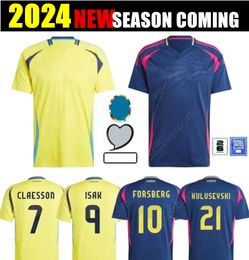 2024 Suède Ibrahimovic Soccer Jerseys National 24 25 Isak Nanasi Forsberg Larsson Milosevic Bergvall Jansson Berg Ekdal Lindelof Kulusevski Football Shirts Men