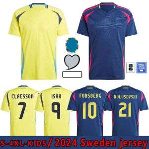 2024 Suède Ibrahimovic Soccer Jerseys Équipe nationale 24 25 Isak Forsberg Larsson Jansson Berg Ekdal Kulusevski Shirts Football Men