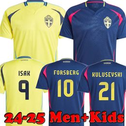 2024 Maillot de football Suède 24 25 IBRAHIMOVIC FORSBERG CLAESSON camisetas Ensemble uniforme pour enfants kits maison jaune ISAK KULUSEVSKI GUSTAFSON 2025 maillot de football