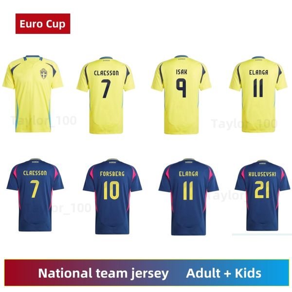 2024 Suède des maillots de football Équipe nationale 24 25 ISAK FORSBERG JANSSON BERG EKDAL KULUSEVSKI FOOTBALL