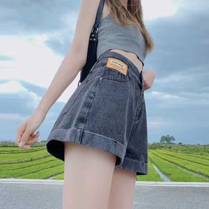 2024 Zoete coole stijl zomerkleding hoge taille denim shorts dames losse en slanke rechte middelste broek 5/4