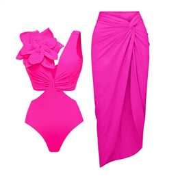 2024 Badpak Vrouwen Badmode met Strand Rok V-hals Badpak Bloem Beachwear Monokini Zwemmen Zomer 240131
