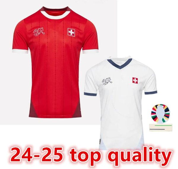 2024 Suisse Soccer Jerseys Euro ELVEDI AKANJI ZAKARIA SOW RIEDER EMBOLO SHAQIRI WIDMER 24 25 Chemises de football SWISS STEFFEN maison uniformes HOMMES ENFANTS KIT66