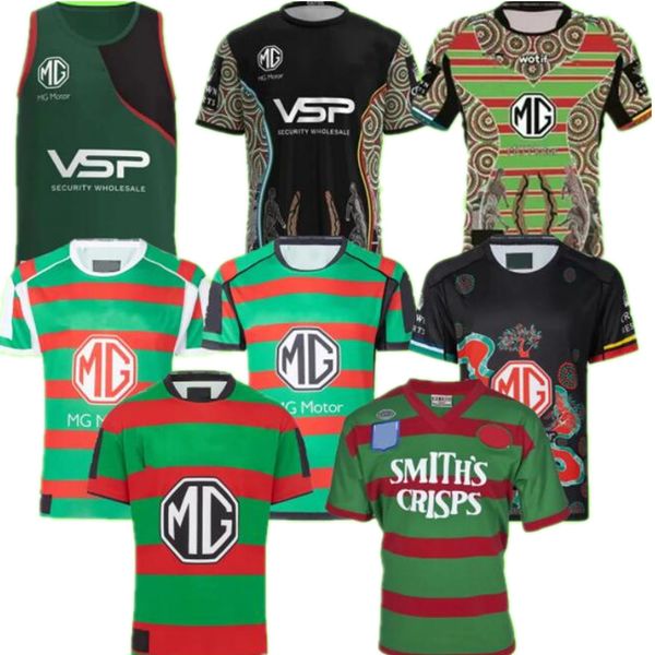 2024 Sydney Rabbitohs Rugby Jerseys 89 Retro Mens Home Away Rabbits Chemises Top League Gilet Manches courtes Taille autochtone S-5XL