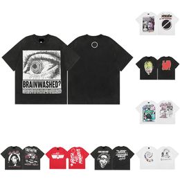 Camiseta 2024 camisetas para hombres y mujeres Tops de manga corta Fashion Street Letting Impresión Hip Hop Tircastas blancas negras
