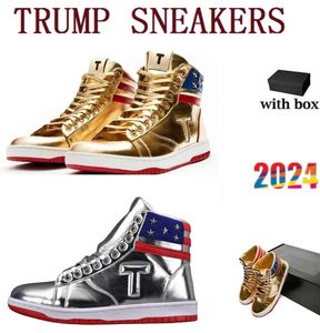 2024 T Trump schoenen Designer Sneaker The Never Surrender High Top Casual Basketball Shoes 1 TS Gold Silvery Custom Men Women Trainers Sports Outdoor Sneakers met doos