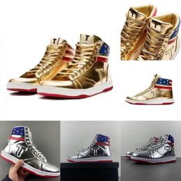 2024 T Trump Sneakers Basketball Chaussures Casual The Never Surrender High-Tops Designer 1 TS Gold Custom Hommes Baskets en plein air Confort Sport Trendy Lace-up avec boîte 36-45