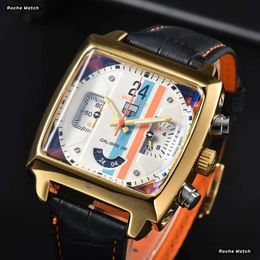 2024 Tag Monaco Watch Tags originaux Heure Watch Mens Watch Monaco Caliber Gulf Movement Watches Real Leather Strap Wrists Montre Chronograph Luxury Watch 352