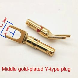 2024 Taiwan Middle Copper Gold Plated Plated Horn Wire Y-Plug / U-Plug / Enceinte Câble Câble Joint de caoutchouc pour Taiwan Middle