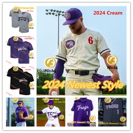 2024 TCU Baseball Jersey Ryan Vanderhei Kole Klecker Cam Brown Louis Rodriguez Luke Savage Braeden Sloan Tcu Horned Frogs Jerseys Custom Stitched