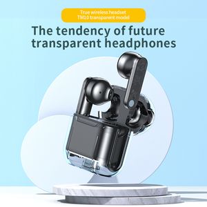 Écouteurs sans fil TM10 TWS 5.3 BT Casque avec mic HD Sound Auricularres transparent mignon moitié dans les écouteurs d'oreille