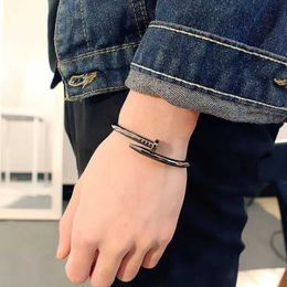 2024 Dunne nagel elastische armband voor mannen en vrouwen Lu Han Xiao Zhan Ster van hetzelfde type student titanium staal zwart gouden nagelarmband mannelijke vrouwelijke liefhebbers Gi