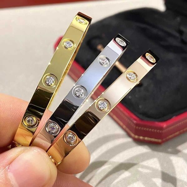 2024 Bracelet élastique à ongles fins pour hommes et femmes en or rose 18 carats avec boucle à vis incolore Design avancé Instagram Mode Cadeau Couples Simplicité