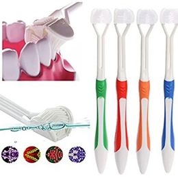 2024 Tres lados suave cabello dental cepillo de dientes silicona suave cepillo de dientes adultos cuidados orales de seguridad dientes cepillo de salud oral