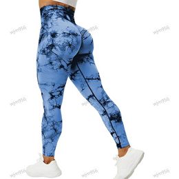 Die geverfde dames hoge taille naadloze fitness -leggings tillen billen yogabroek billen billen strakker buik strakke buitend sporten jump negende huid tirapugni