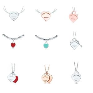 2024 Tiffanines klassieke designer 925 sterling zilveren ketting voor vrouwen hanger hart kralen ketting rosé goud mode-sieraden verloving luxe cadeau