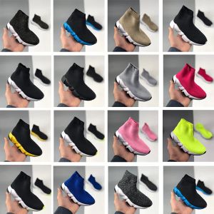 2024 Chaussure pour tout-petits Paris Speed Triple-S Chaussures Vintage Garçon Fille Jeunes Baskets Casual Noir Blanc Chaussettes Rouges Bottes Plateforme Stretch Knit Enfants Baskets