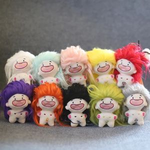 2024 Porte-clés en peluche de coton sans dents poupée mignonne vente chaude jouets poupées créatives du zodiaque 12 cm cheveux frits bébé nu cadeau d'anniversaire pour enfants