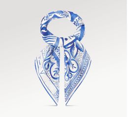 2024 Top Marque L VS Lettre Imprimer Foulard en soie florale Designers pour femmes Bandeau Mode Bague bleue et blanche Noble Article de mode élégant Haute 90cm