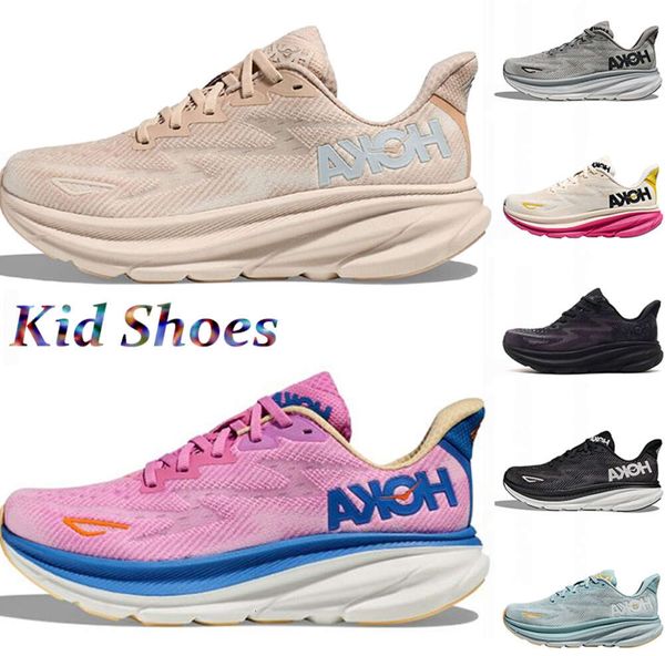 2024 Top Fahion Kid Hoka One Clifton 9 Chaussures de course Baskets de créateurs pour tout-petits Hokas Femmes Cyclamen Sweet Lilac Shifting Sand Boys 55ess