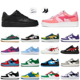 2024 Top Fashion bapeSK8 Sta Zapatos de diseñador casual Hombres Mujeres Púrpura Rosa Charol Negro Blanco ABC Camo Bowling Piel de serpiente Tiburón Tamaño grande Mocasines Zapatillas de deporte Entrenador