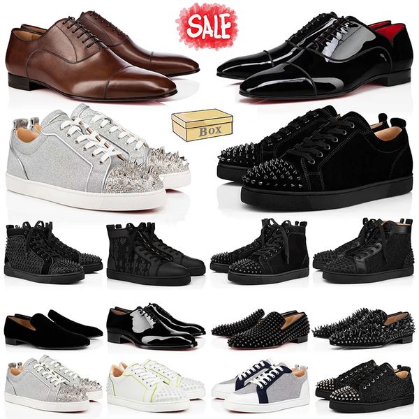 2024 Top Fashion Luxury Designer Red Bottoms Bottoms Dress Chaussures Men de chaussures Men Forme Forme haute occasionnelle Femmes Talons Chaussures Black Pinter Flat Trainers