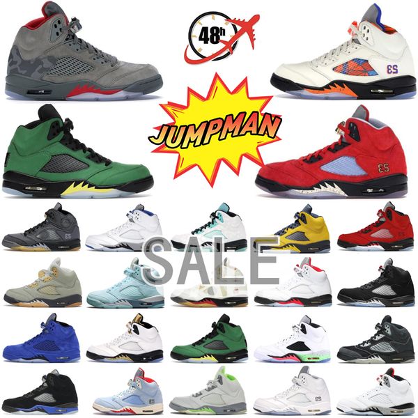 2024 TOP Jumpman 5 Hommes Chaussures de basket-ball UNC Doernbecher Bean Raging Red Stealth Fire What The White Cement Metallic Flight Oreo Wings Ice Sports Sneakers