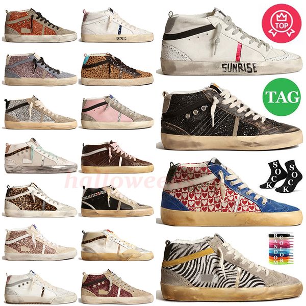 2024 Top Cuir Daim Designer Chaussures Casual Femmes Hommes Mid Star Plateforme Baskets Rose Bourgogne Glitter Argent Or Vintage Paris Italie Marque Baskets De Sport Plates