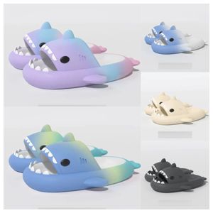 2024 Top Luxe Designer Kwaliteitsschoenen Sandaal Zomer Shark Slippers Shark Glaasjes Witgroen Dikke Soled Shoes Men Women Kinderen Flat Sandals gradiënt Flip Flops