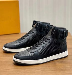 2024 Top Luxury High-Top Rivolis Hombres Zapatillas de deporte Zapatos de cuero de becerro con cordones Suela de goma Fiesta Boda Monopatín Calzado al por mayor Zapatillas de deporte Zapato EU38-46 con caja