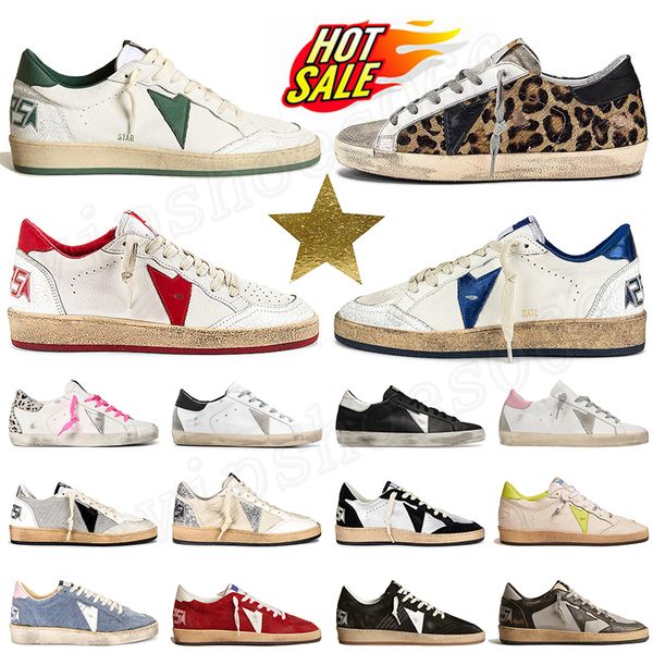 Golden Goose Ball-Star Low GGDB Super-Star Sneakers Zapatillas doradas Zapatos casuales de diseñador Golden Goooose Hombre Mujer Ball Star Dirty Old  【code ：L】