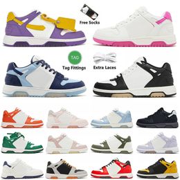 2024 Top Qualité Low Out Of Office Calf Cuir Sneaker Designer Casual Chaussures Noir Rose Vert Bleu Flèches Motif Pour Jogging Marche Hommes Femmes Tennis Plateforme Entraîneur