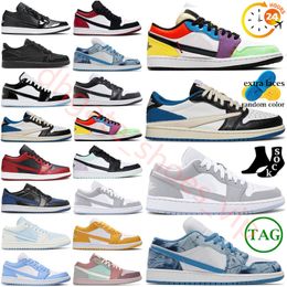 2024 Top Quality New Jumpman 1 Low 1S Chaussures de basket-ball Designer University Blue UNC Olive Brotherhood Black Shadow Light Smoky Grey Hommes Femmes Sneaker Eur 36-46