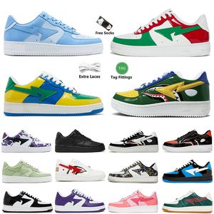 2024 topkwaliteit OG dames heren sneakers een badende aap bapesk8 sta designer schoenen octrooi leer grijs roze schuim groen rood wit zwart lage panda lopers retros trainers