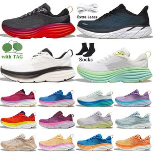 2024 Top Quality One Bondi 8 Chaussures de course Femmes Hommes Plate-forme Baskets Clifton 9 Blakc White Harbor Outdoor Walking Jogging Baskets Taille 36-45