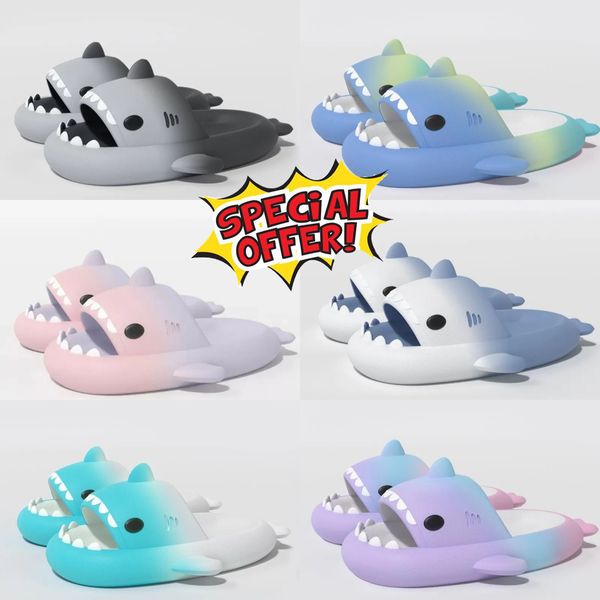 2024 Top de qualité Shoessandal Summer Shark Slippers Shark Slides Shoes épaisses Chaussures Sandales plates Flip Flip Flip Gai 36-45