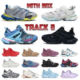 2024 Top Qualité Track 3 3.0 Hommes Femmes Robe Chaussures Luxu Classique Tout Noir Blanc Bleu Célèbre Designer Talon Femme Baskets Formateurs qvM