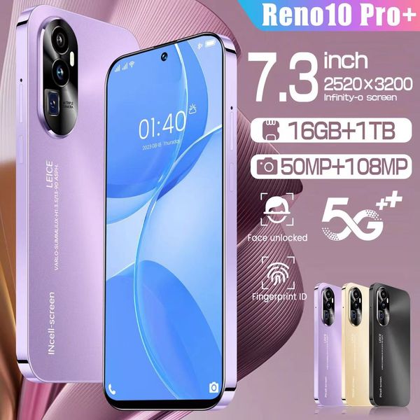 2024 Top Reno10 Pro+ 7.3 pulgadas 7.3D Reno 10 S24Ultra S 24 Ultra S23Ultra S23 1T 5G Pantalla táctil de teléfono inteligente Android 16+ 1 TB RAM 64GB 128GB 256GB ROM HD Smart Wause Gravity Sensor