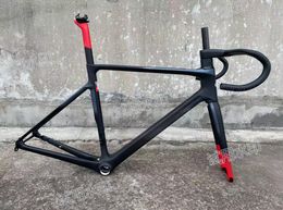 2024 Top Vente Disque de cadres de vélo en carbone complet V4RS Cycling Frameset Black Gris T47 Taiwan Cycling Bike Cadre + Ground + SEAT POST 420-570MM