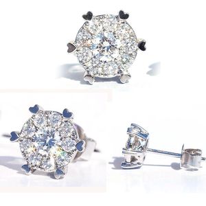 2024 Top Sel Boucles d'oreilles simples bijoux de mode réel 925 en argent sterling coupe ronde topaze blanche CZ diamant pierres précieuses fête coeur femmes boucle d'oreille cadeau