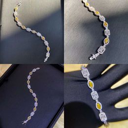 2024 Joyería de brazalete de boda de vender Choucong Real 100% Sterling Sier Yellow Marquise Cut Moissanite Diamond Gemsstones Party Women Regalo original Calidad original