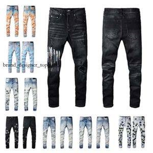 2024 Top Sell Designer Jeans Mens Mens Denim Pantalons de broderie Fashion Holes de haute qualité Taille US Taille 28-40 Hip Hop Diffusion de fermeture à glissière en détresse pour mâle
