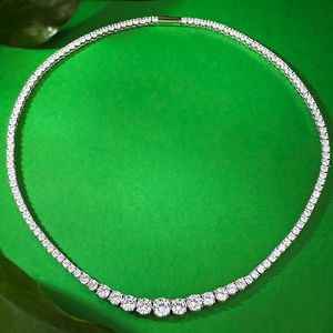 2024 Top Verkoop Tennishanger Edele Luxe Sieraden Echt 100% 925 Sterling Zilver Volledige Ronde Geslepen Witte Moissanite Diamant Edelstenen Party Vrouwen ketting Voor Lover Gift